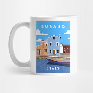 Burano, Italy. Retro travel minimalist poster Mug